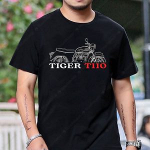 Triumph T110 Tiger Motorcycle Graphic Tee – Vintage Bike Art Design