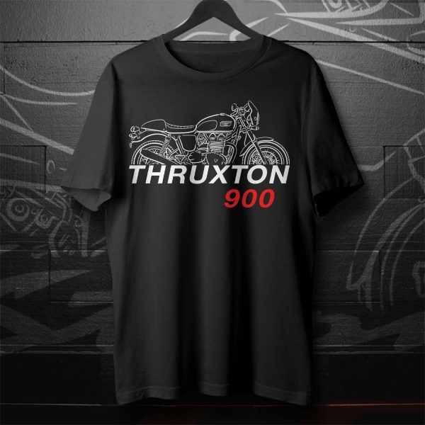 Triumph Thruxton 900 Motorcycle Art Graphic Tee Shirt Black Design