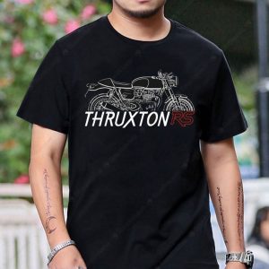 Triumph Thruxton RS Graphic Tee – Vintage Motorcycle Art, Classic Design, Black T-Shirt