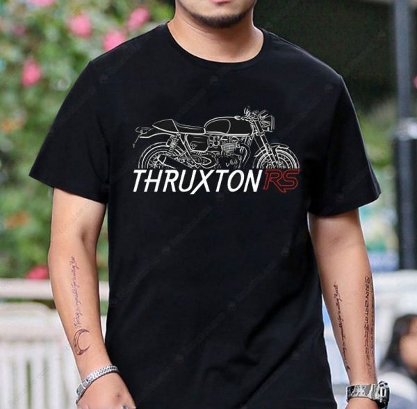 Triumph Thruxton RS Graphic Tee – Vintage Motorcycle Art, Classic Design, Black T-Shirt
