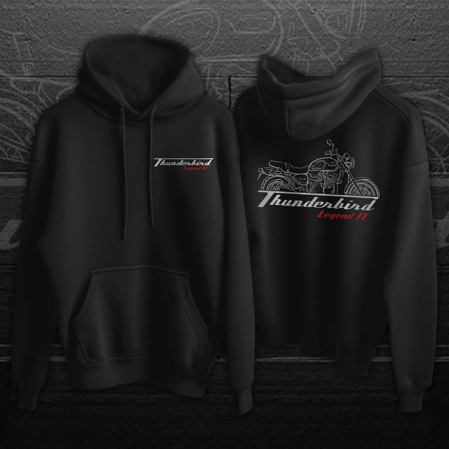 Triumph Thunderbird Legend TT 1998-2001 Graphic Hoodie with Classic Motorcycle Artwork Triumph Thunderbird Legend TT 1998-2001 Graphic Hoodie with Classic Motorcycle Artwork