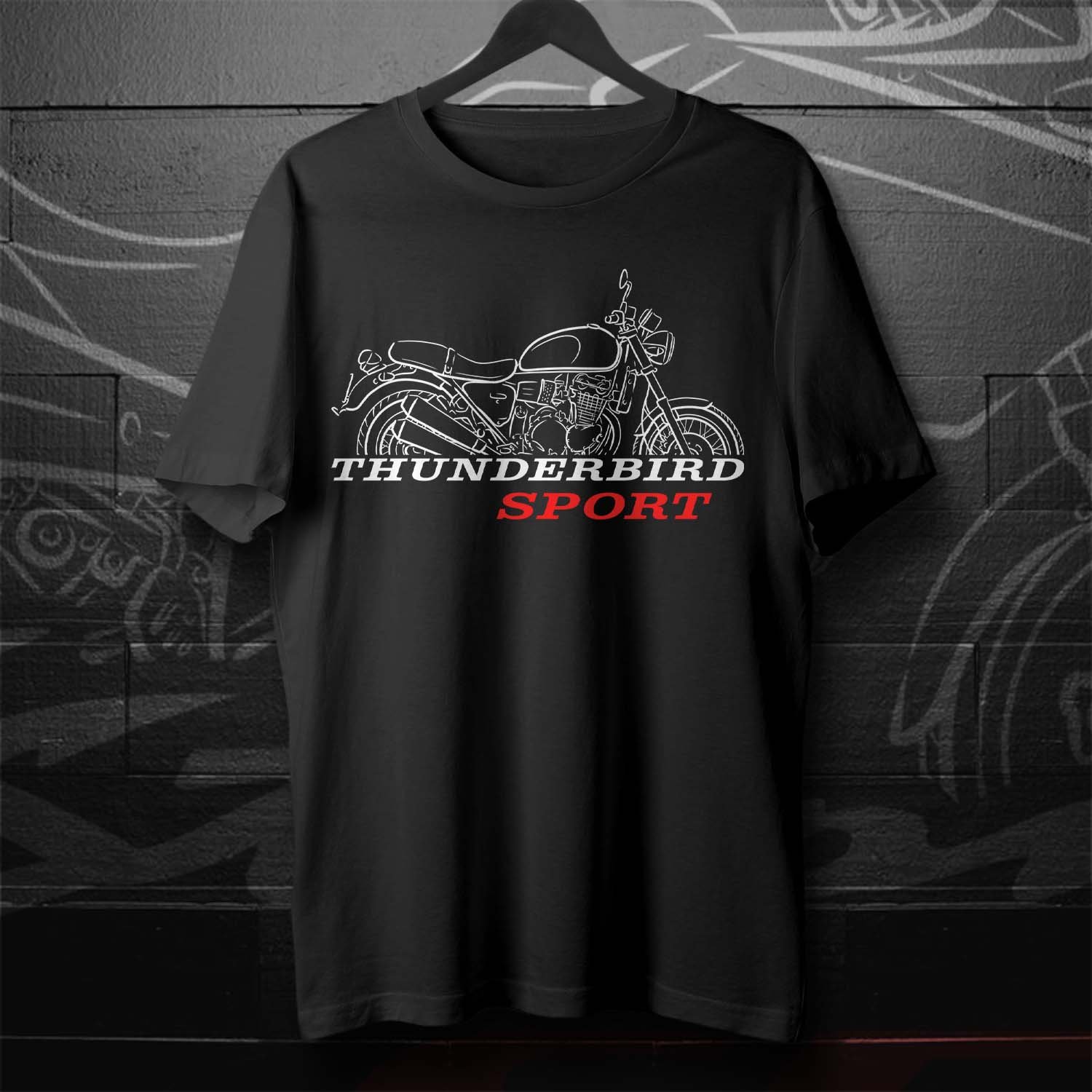 Triumph Thunderbird Sport Graphic Tee with Vintage Motorcycle Art Design Triumph Thunderbird Sport Graphic Tee with Vintage Motorcycle Art Design