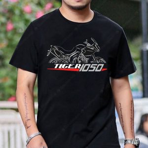 Triumph Tiger 1050 Graphic Tee – Motorcycle Art Design, Vintage Bike Style, Black T-Shirt