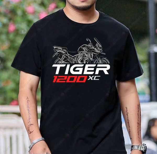 Triumph Tiger 1200 XC Graphic Tee with Motorcycle Silhouette and Bold Typography Design