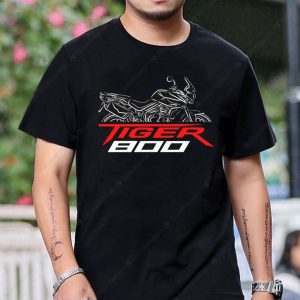 Triumph Tiger 800 Graphic Tee with Bold Motorcycle Artwork and Vibrant Red Accents