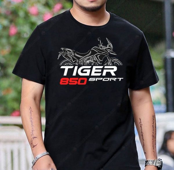Triumph Tiger 850 Sport Graphic Tee with Motorcycle Art Design