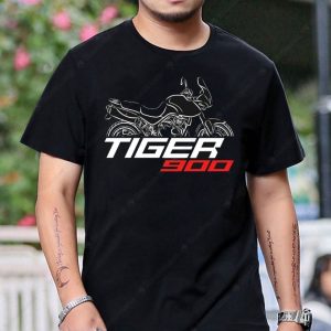 Triumph Tiger 900 Graphic Tee with Bold Motorcycle Silhouette and Iconic Logo Design