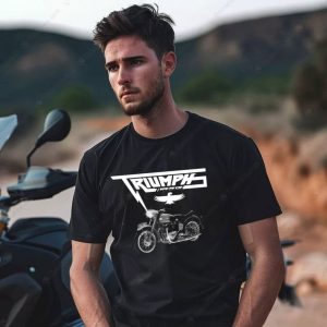 Vintage Triumph Thunderbird Motorcycle Graphic T-Shirt with Iconic Bike Design